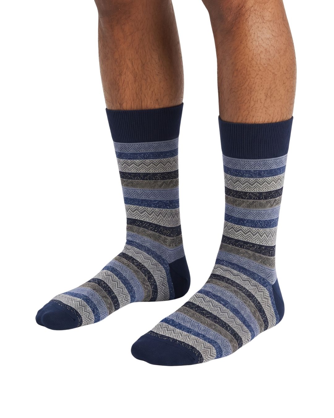 Missoni Missoni Navy Mens Pattern Stripe Crew Socks-M