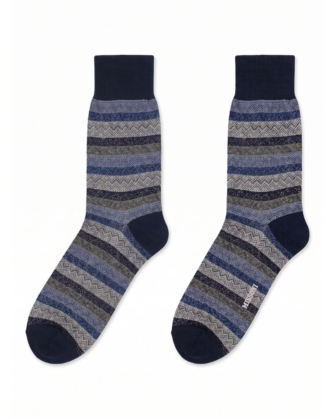 Missoni Missoni Navy Mens Pattern Stripe Crew Socks-M