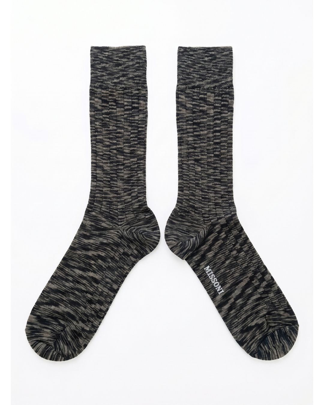 Missoni Missoni Grey  Mens Textured Ribbed Crew Socks-M