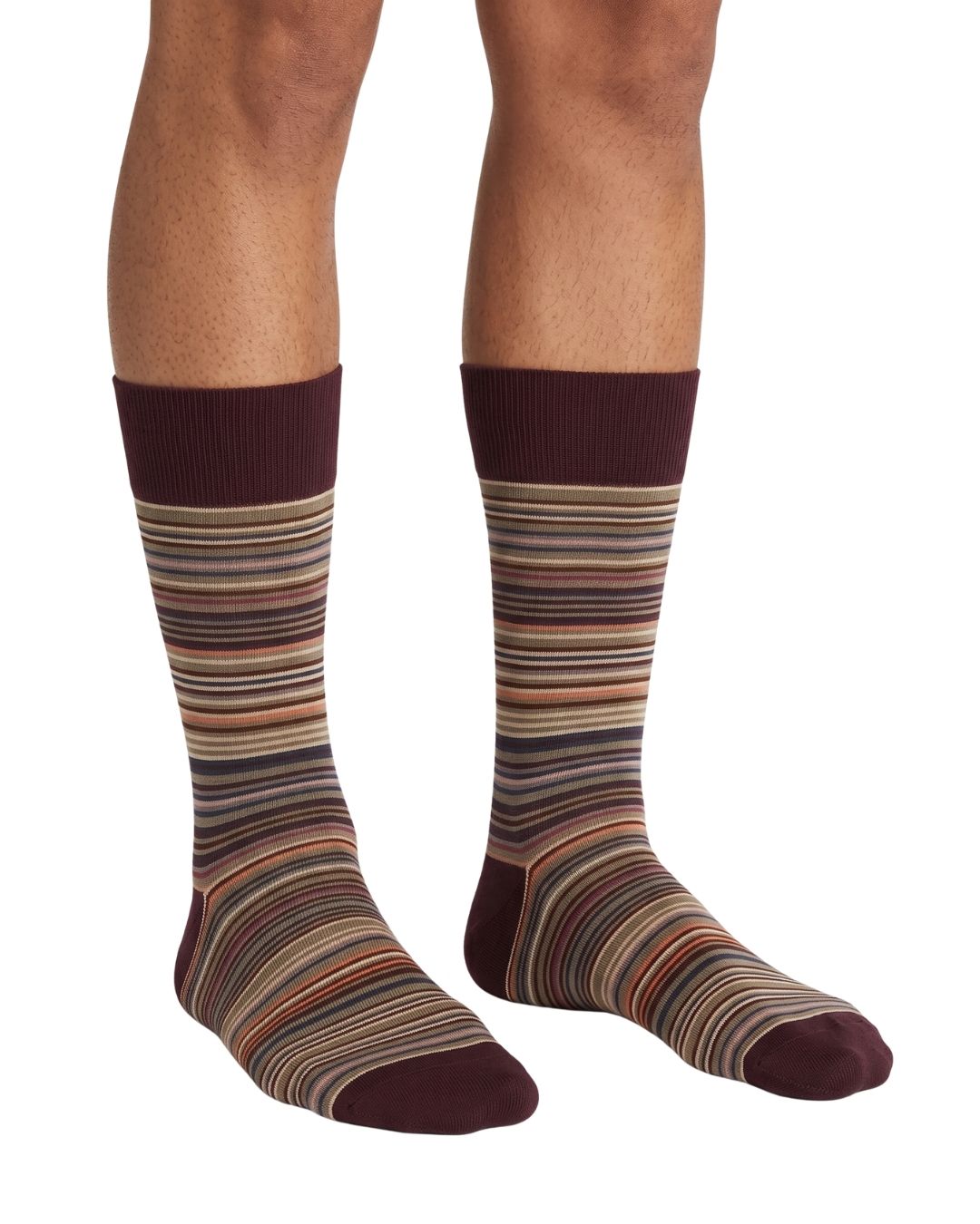 Missoni Missoni Maroon Mens Classic Stripe Crew Socks-S
