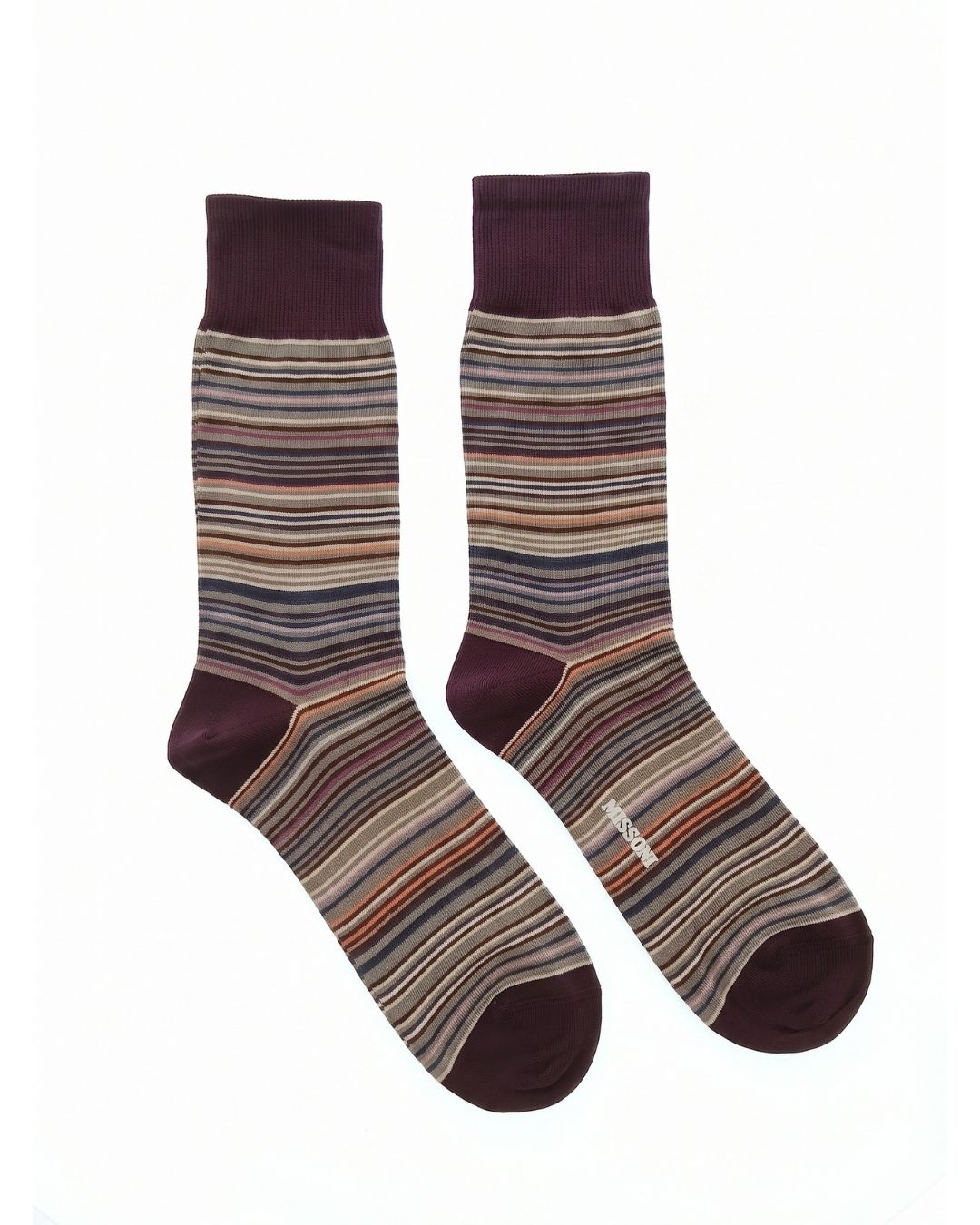 Missoni Missoni Maroon Mens Classic Stripe Crew Socks-S
