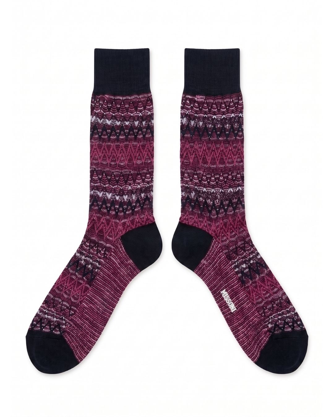Missoni Missoni Magenta  Mens Classic Chevron Crew Socks-M