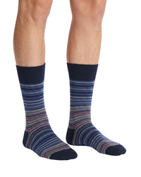 Missoni Missoni Blue Grey Mens Textured Stripe Crew Socks-M