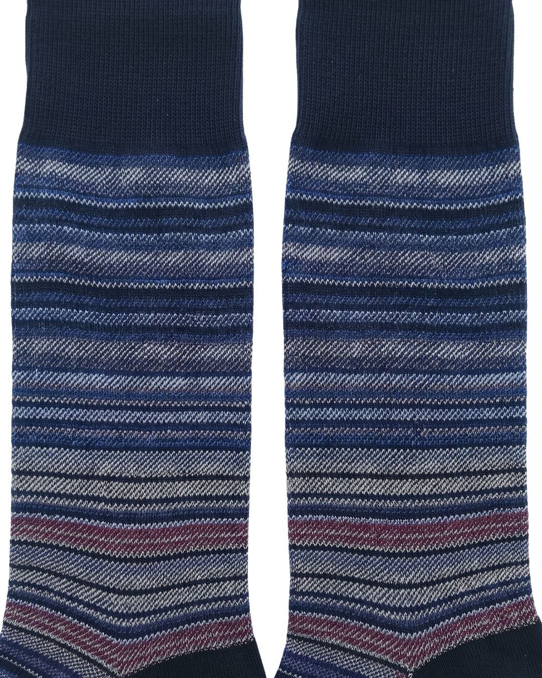 Missoni Missoni Blue Grey Mens Textured Stripe Crew Socks-M