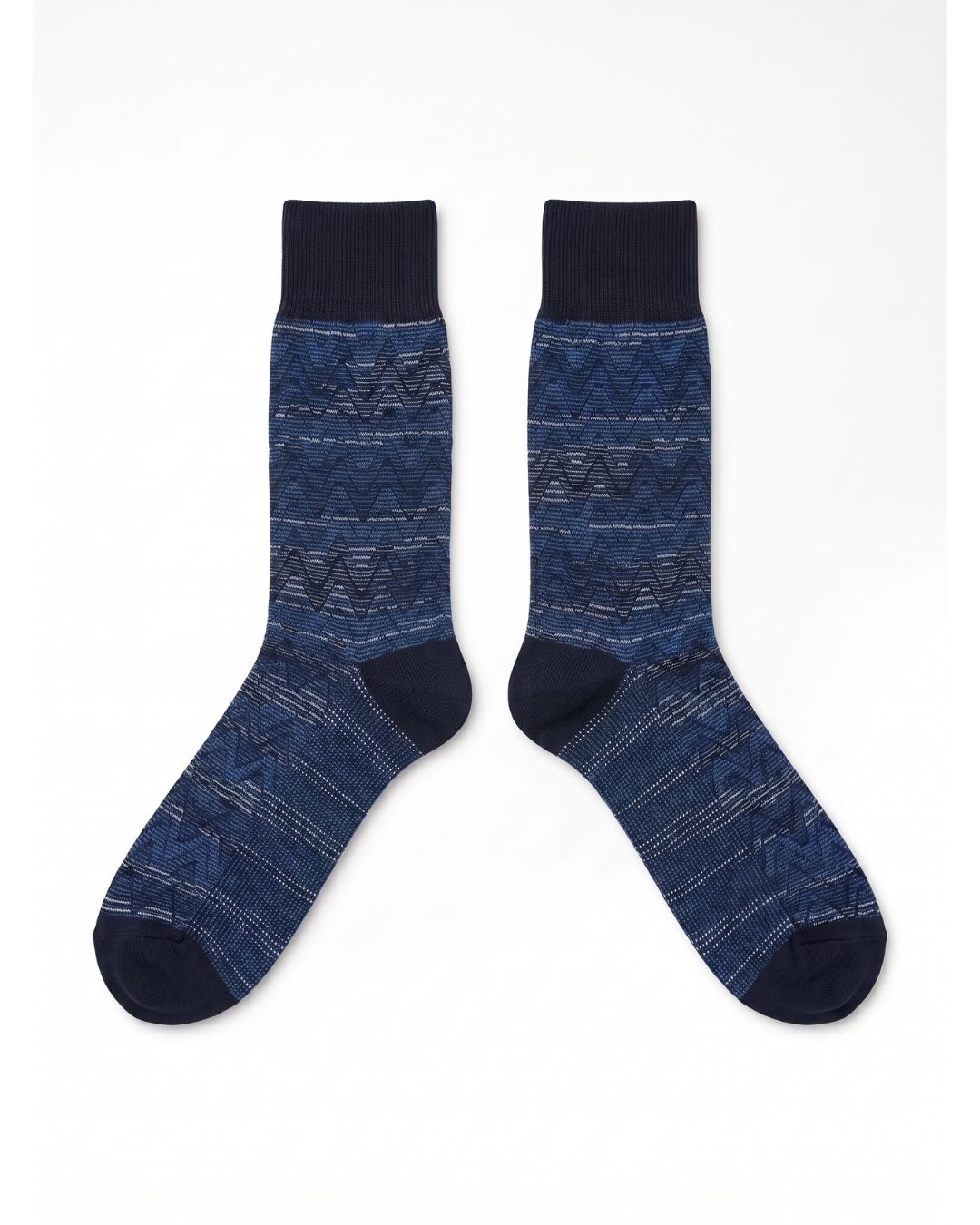 Missoni Missoni Navy Mens Textured Stripe Crew Socks-S