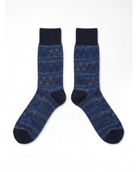 Missoni Missoni Navy Mens Textured Stripe Crew Socks-S