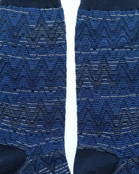 Missoni Missoni Navy Mens Textured Stripe Crew Socks-S