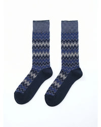 Missoni Missoni Royal Blue Mens Classic Chevron Crew Socks-S