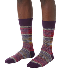 Missoni Missoni Purple Multi Mens Textured Stripe Crew Socks-M