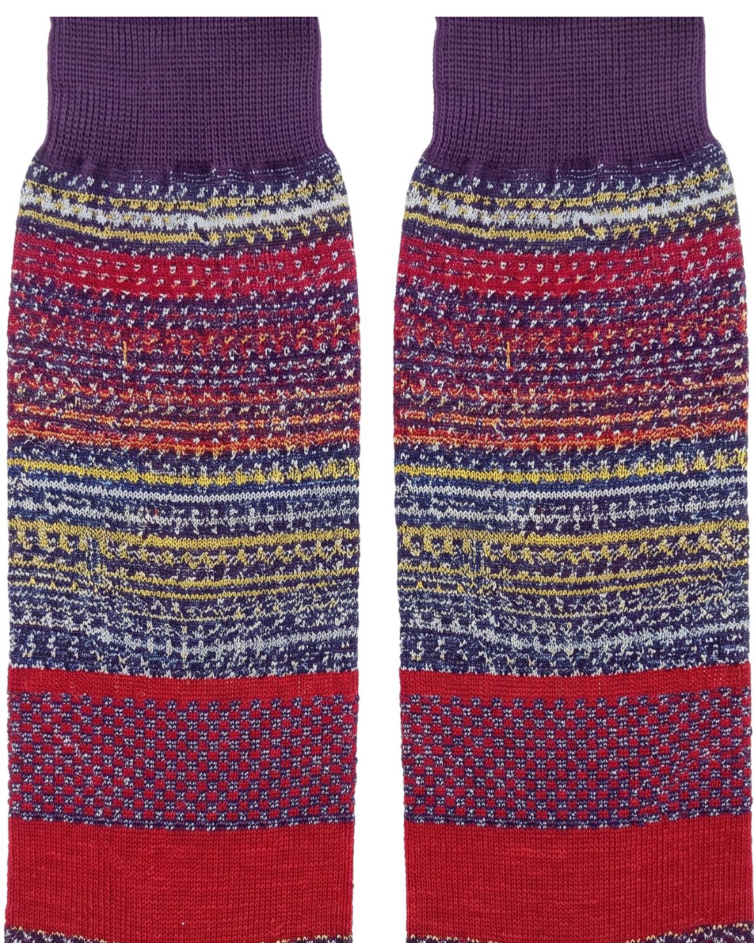 Missoni Missoni Purple Multi Mens Textured Stripe Crew Socks-M