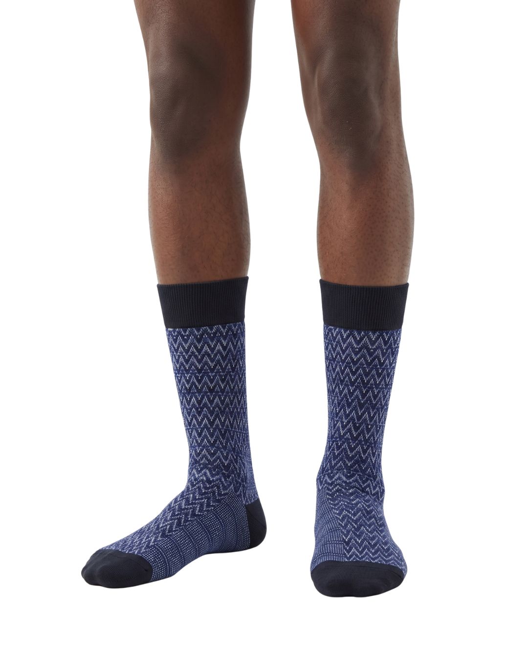 Missoni Missoni Midnight Blue Mens Chevron Melange Crew Socks-