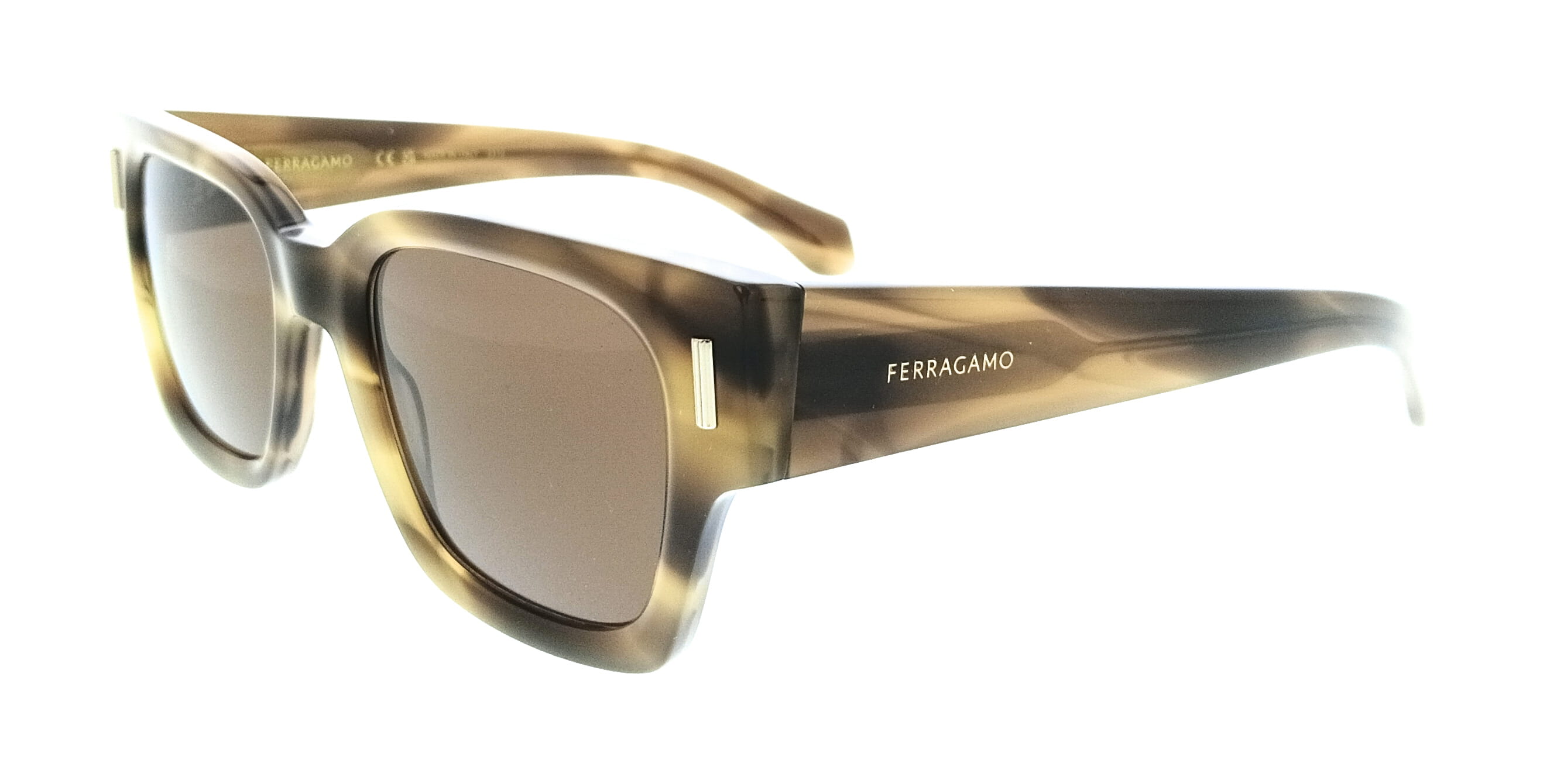 Salvatore Ferragamo Striped Khaki Rectangle SF2010S 319 Sunglasses