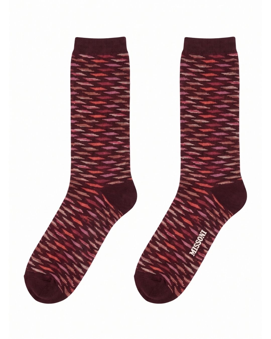 Missoni Missoni Maroon Mens Pattern Crew Socks-M