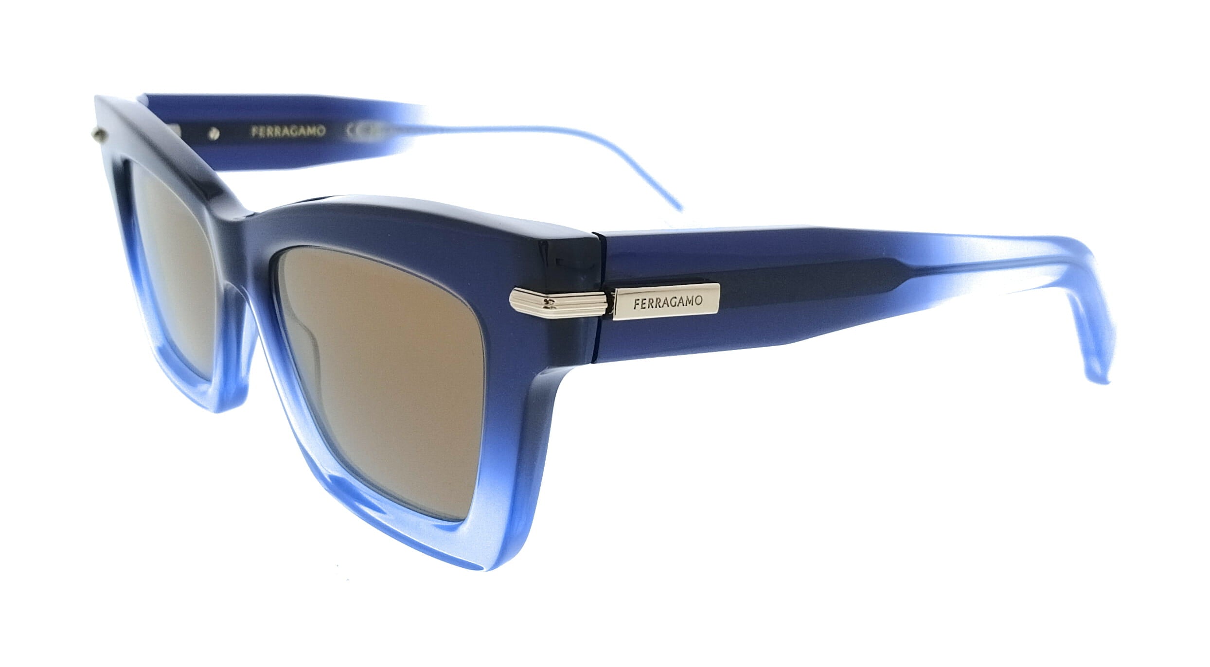 Salvatore Ferragamo Gradient Dark Blue Transparent Cat Eye SF2031S 415 Sunglasses