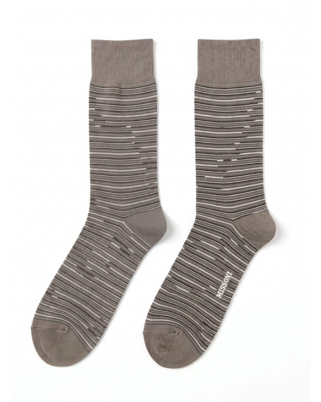 Missoni Missoni Taupe  Mens Classic Stripe Crew Socks-L