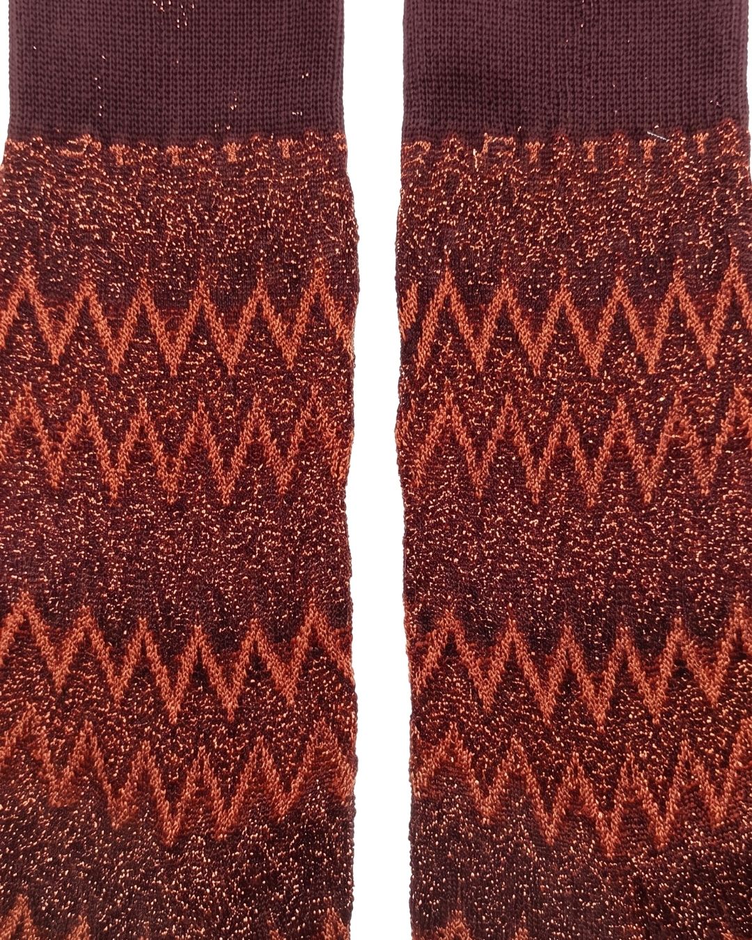 Missoni Missoni Burgundy Orange Mens Classic Chevron Crew Socks-M
