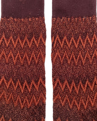 Missoni Missoni Burgundy Orange Mens Classic Chevron Crew Socks-M
