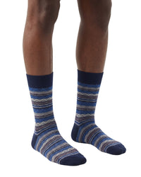 Missoni Missoni Teal Grey Mens Mix Chevron Stripe Crew Socks-L