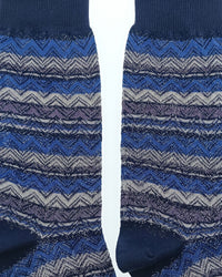 Missoni Missoni Teal Grey Mens Mix Chevron Stripe Crew Socks-L