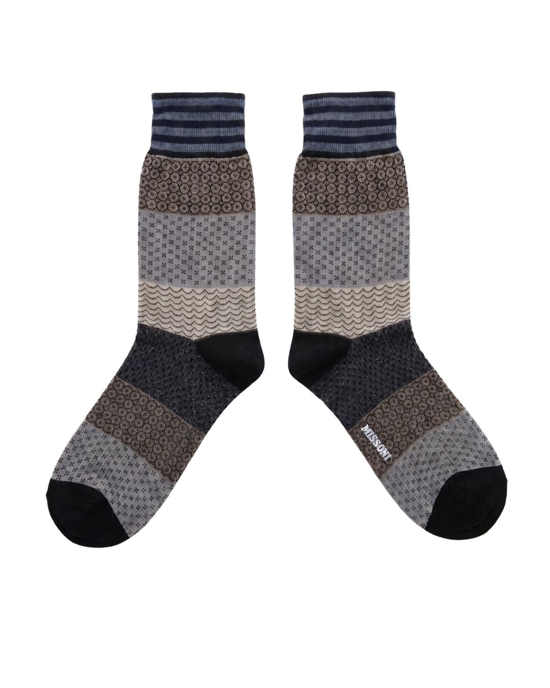 Missoni Missoni Grey  Mens Mix Pattern Crew Socks-S
