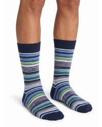 Missoni Missoni Blue Green  Mens Classic Stripe Crew Socks-L