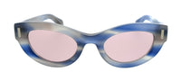 Salvatore Ferragamo Striped Sand Blue Round SF2062SE 314 Sunglasses