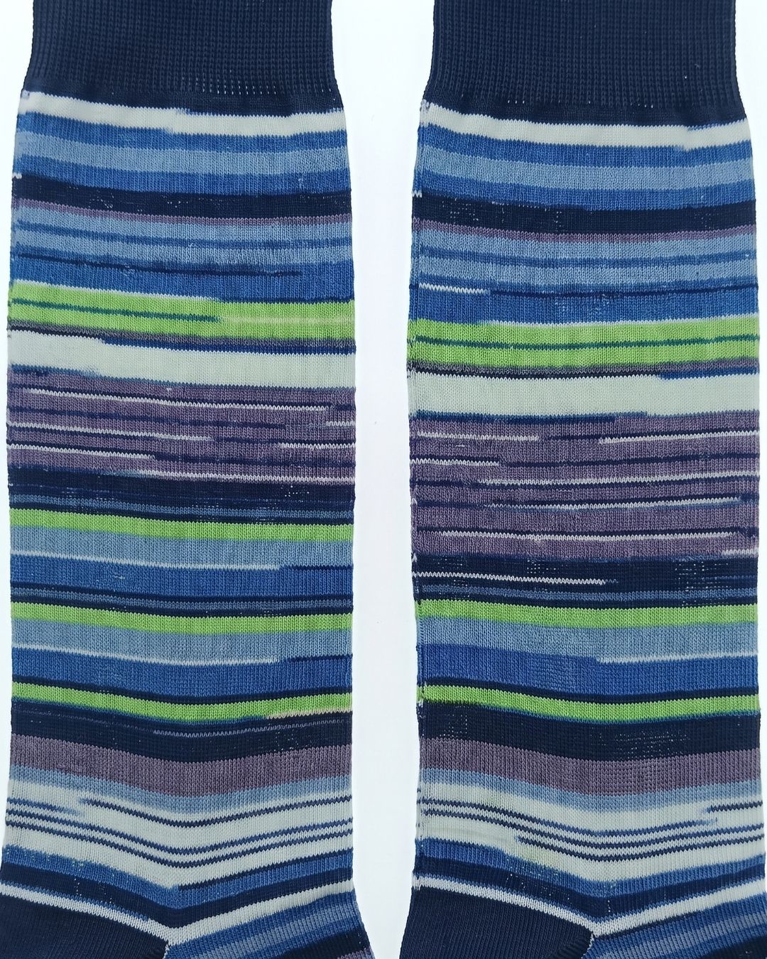 Missoni Missoni Blue Green  Mens Classic Stripe Crew Socks-L