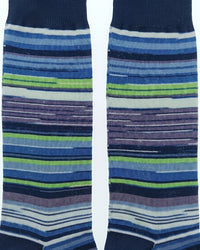 Missoni Missoni Blue Green  Mens Classic Stripe Crew Socks-L