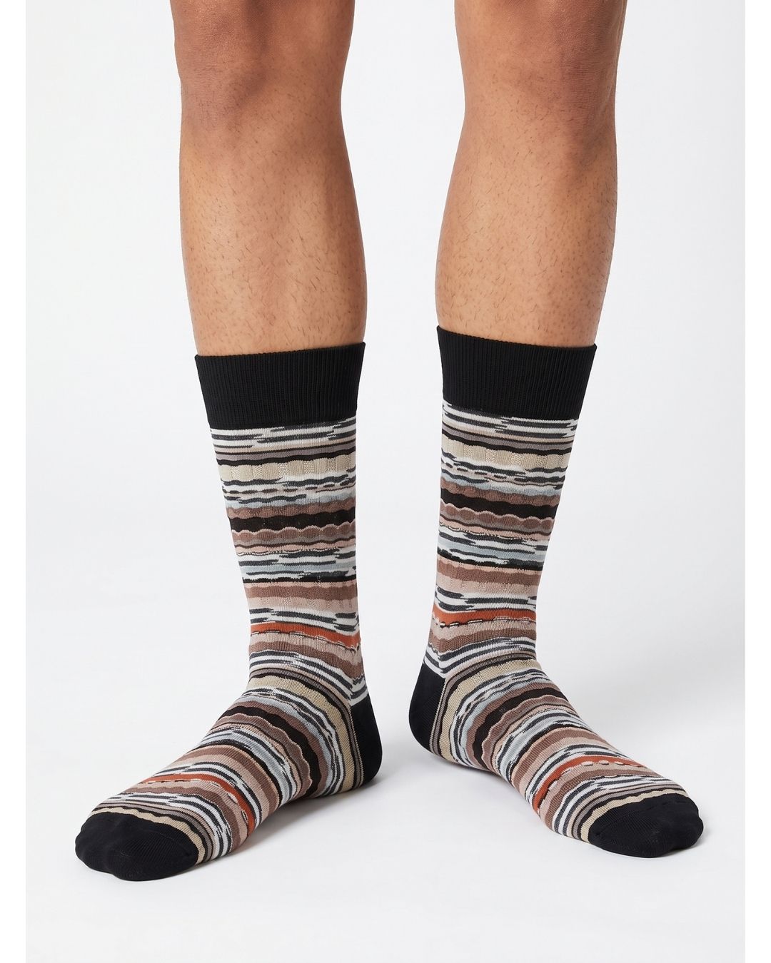 Missoni Missoni Beige Multi Mens Stripe Crew Socks-L