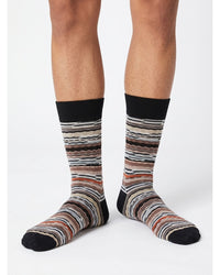 Missoni Missoni Beige Multi Mens Stripe Crew Socks-L