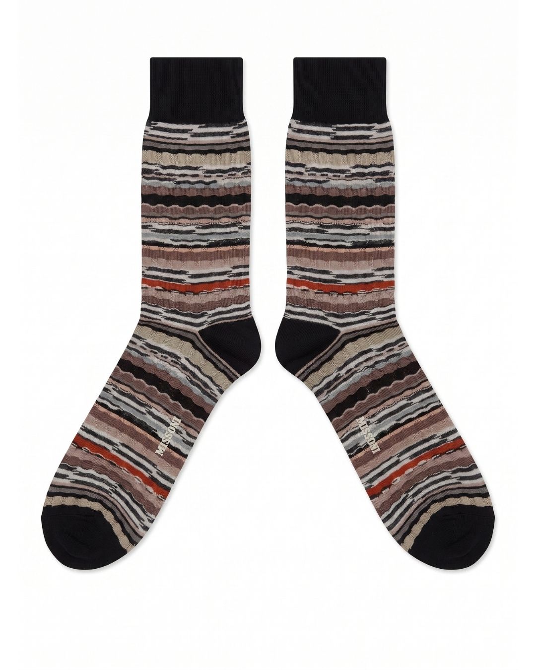 Missoni Missoni Beige Multi Mens Stripe Crew Socks-L