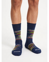 Missoni Missoni Blue Mens Color Stripe Crew Socks-M