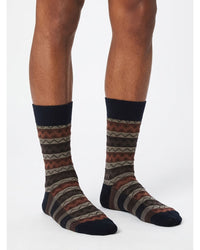 Missoni Missoni Black Brown Mens Mix Pattern Crew Socks-M