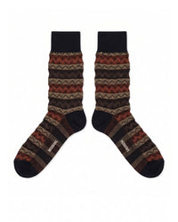 Missoni Missoni Black Brown Mens Mix Pattern Crew Socks-M
