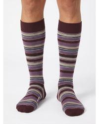Missoni Missoni Plum Multi Mens Stripe Crew Socks-L