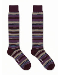 Missoni Missoni Plum Multi Mens Stripe Crew Socks-L