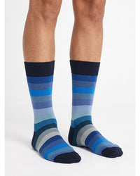 Missoni Missoni Turquoise Mens Wide Stripe Crew Socks-L