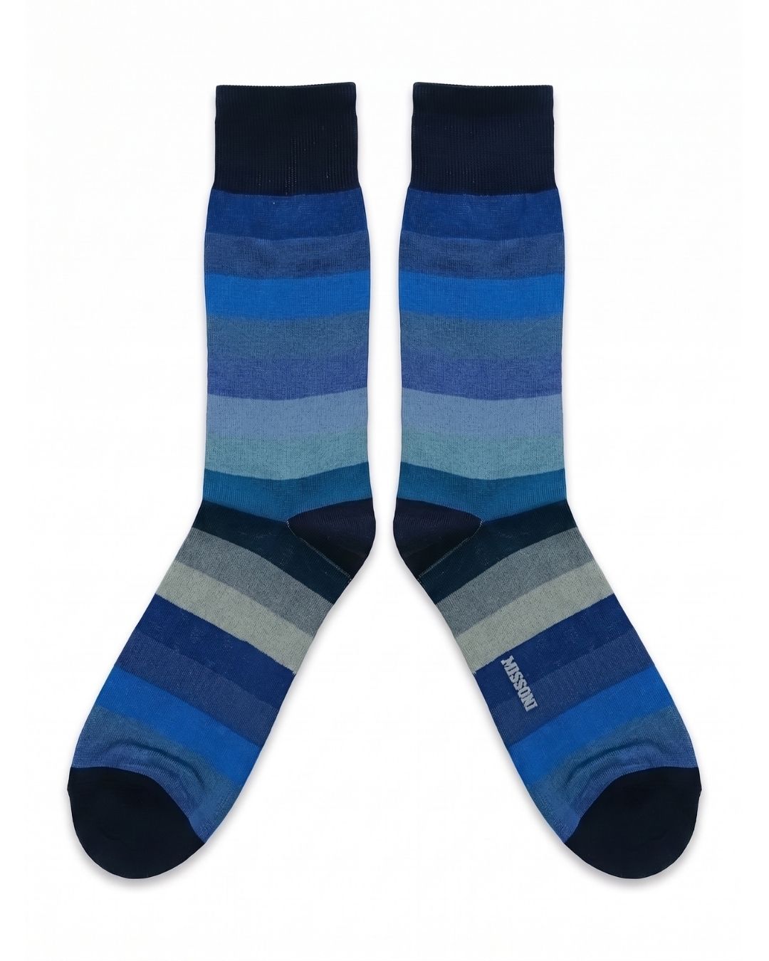 Missoni Missoni Turquoise Mens Wide Stripe Crew Socks-L