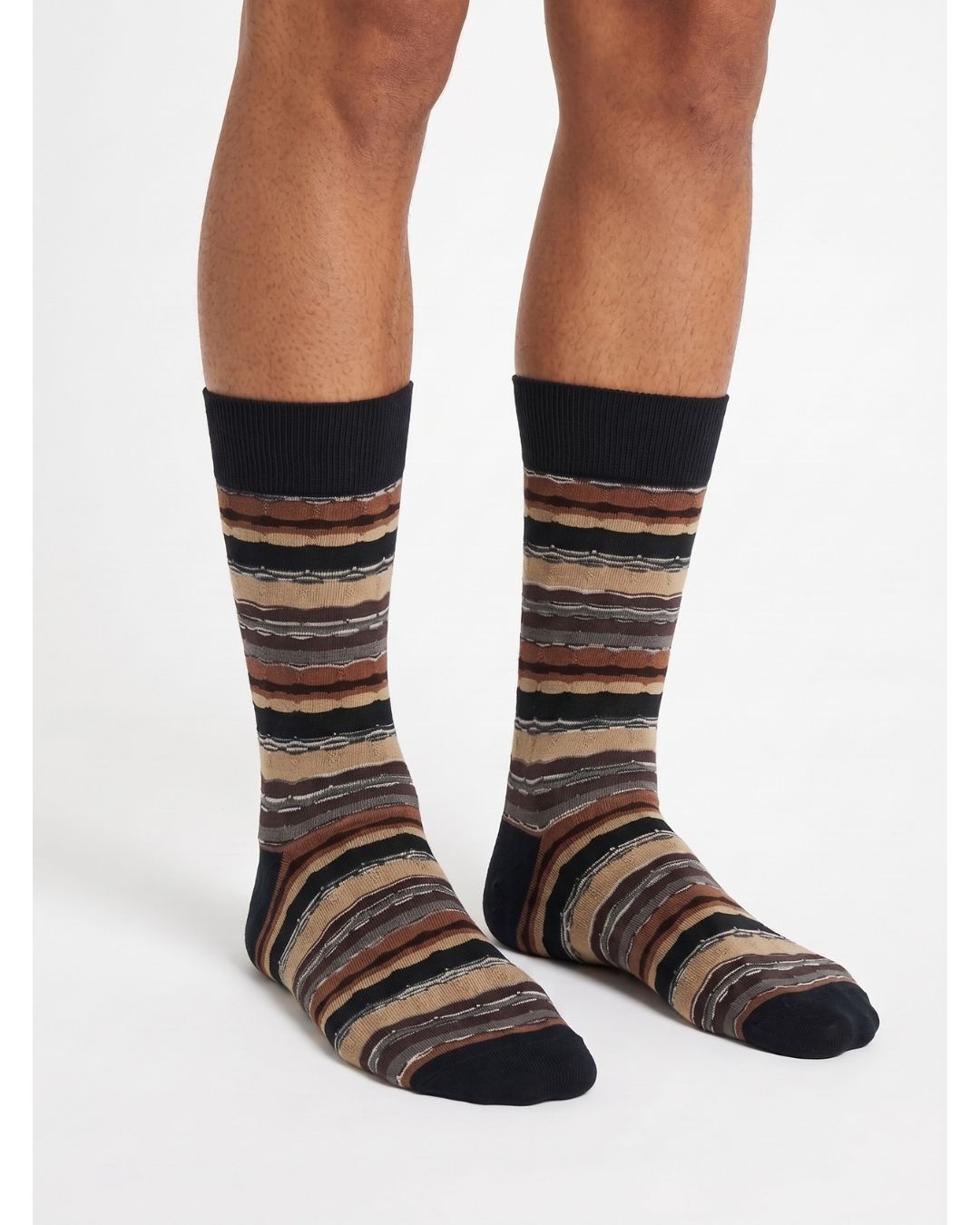 Missoni Missoni Mix Brown Mens Stripe Crew Socks-L