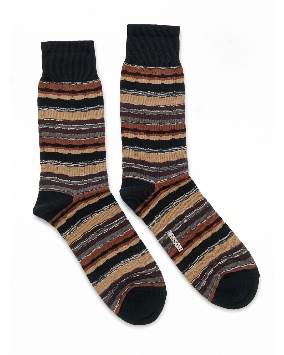 Missoni Missoni Mix Brown Mens Stripe Crew Socks-L