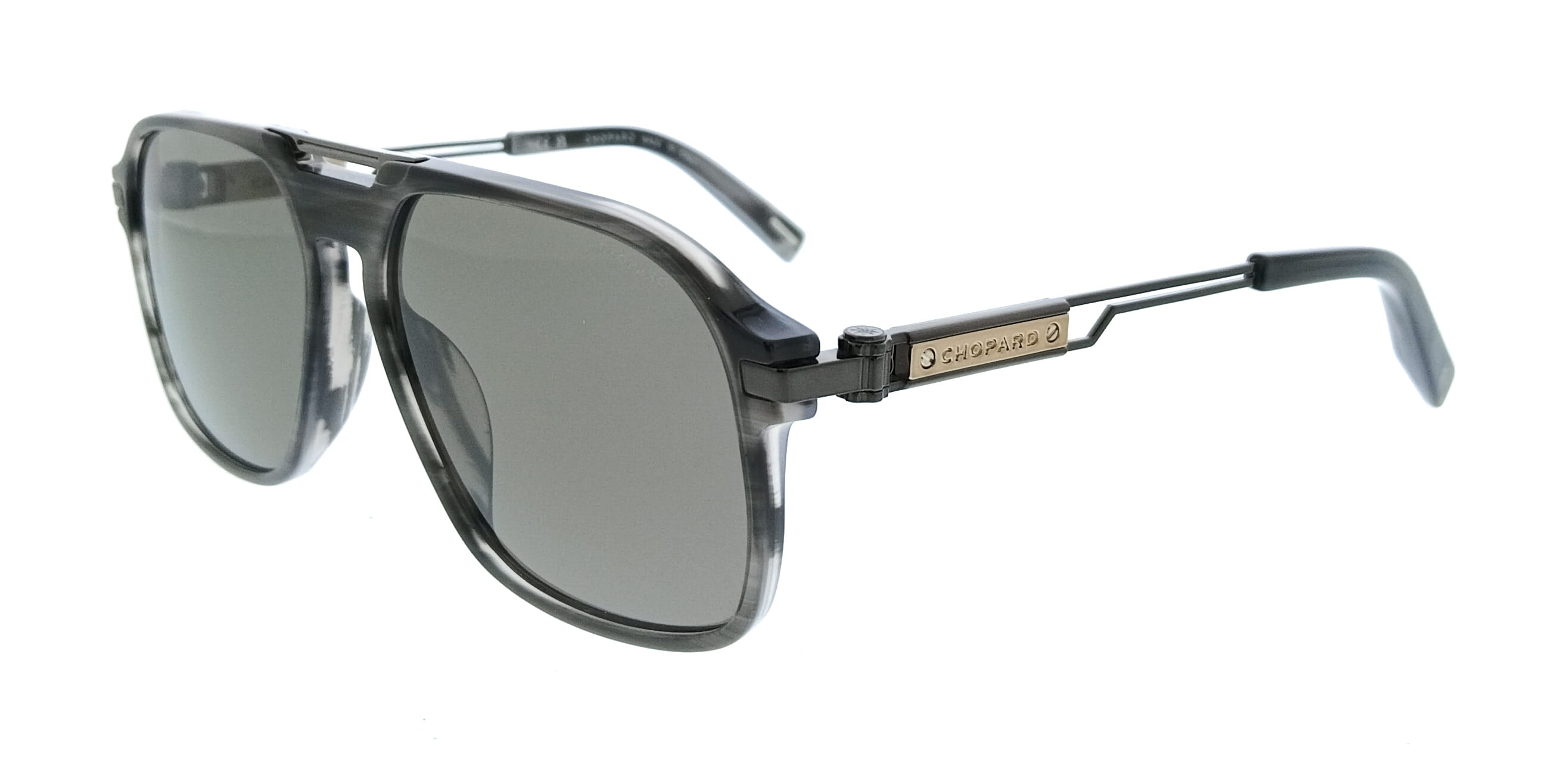 Chopard Chopard SCH347 586X7P Striped Gray Rectangle Mens Sunglasses
