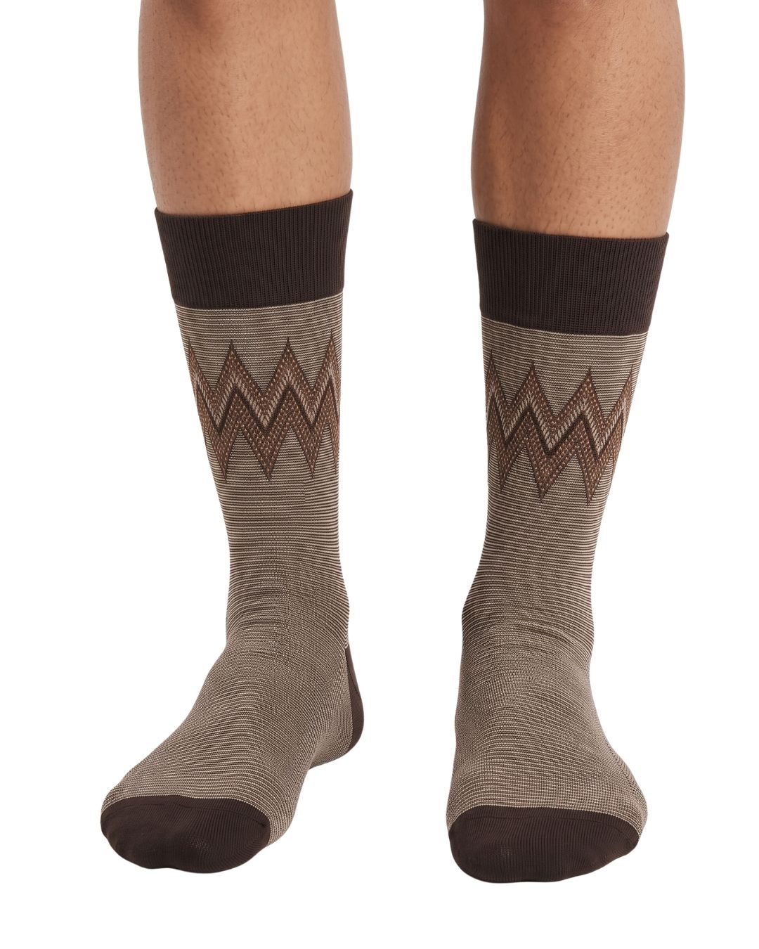 Missoni Missoni Brown Mens Neat Design Crew Socks-L