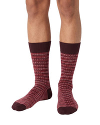 Missoni Missoni Burgundy Red Mens Textured Stripe Crew Socks-M