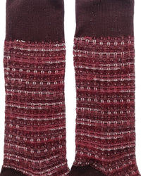 Missoni Missoni Burgundy Red Mens Textured Stripe Crew Socks-M