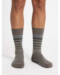 Missoni Missoni Taupe Blue Mens Classic Stripe Crew Socks-M
