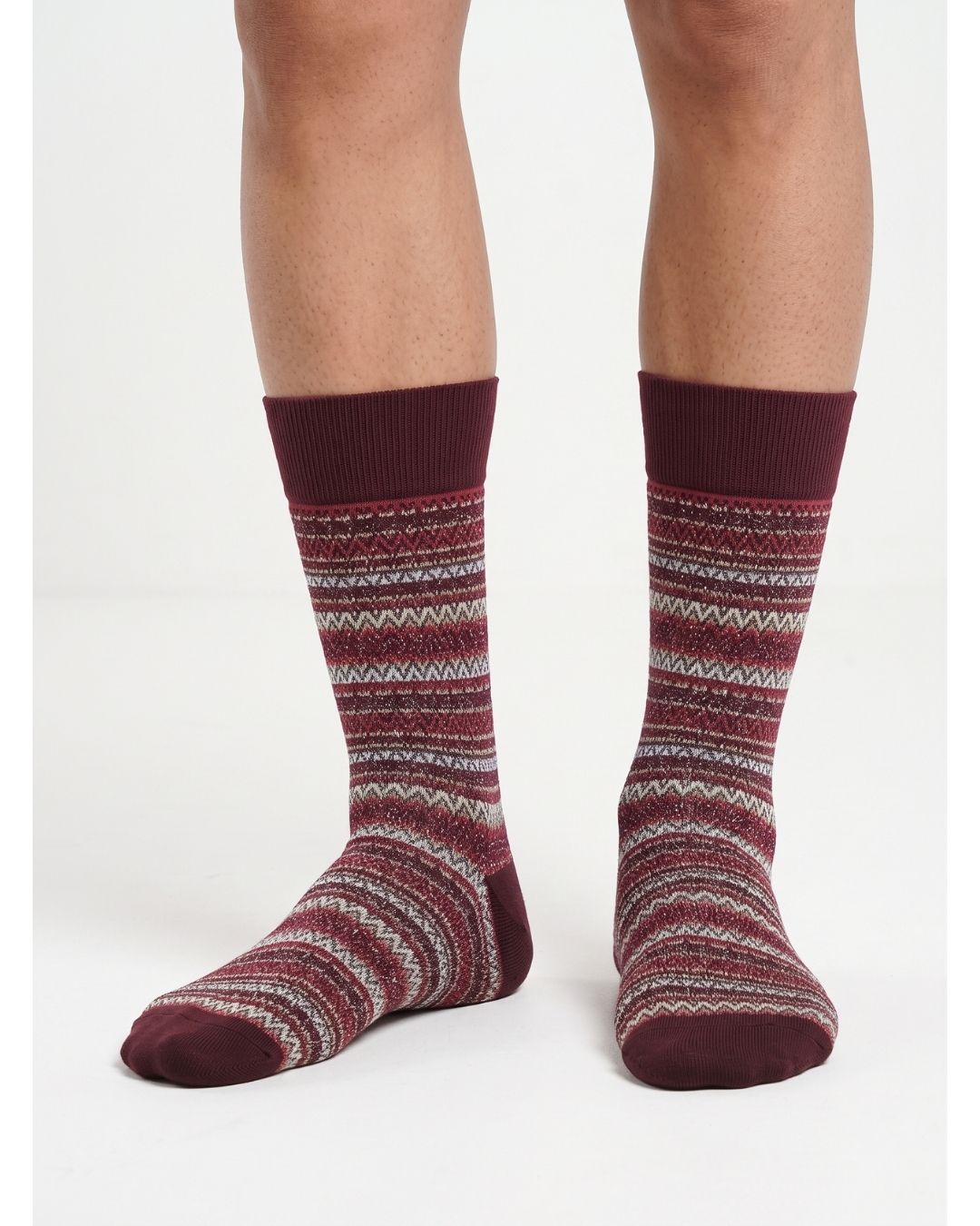 Missoni Missoni Burgundy Mens Chevron Knit Crew Socks-M