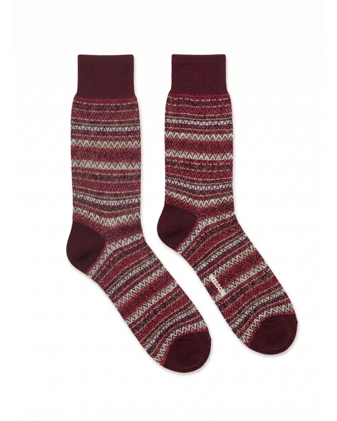 Missoni Missoni Burgundy Mens Chevron Knit Crew Socks-M