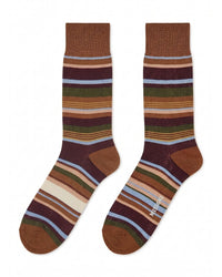 Missoni Missoni Burgubdy Brown Mens Stripe Crew Socks-M