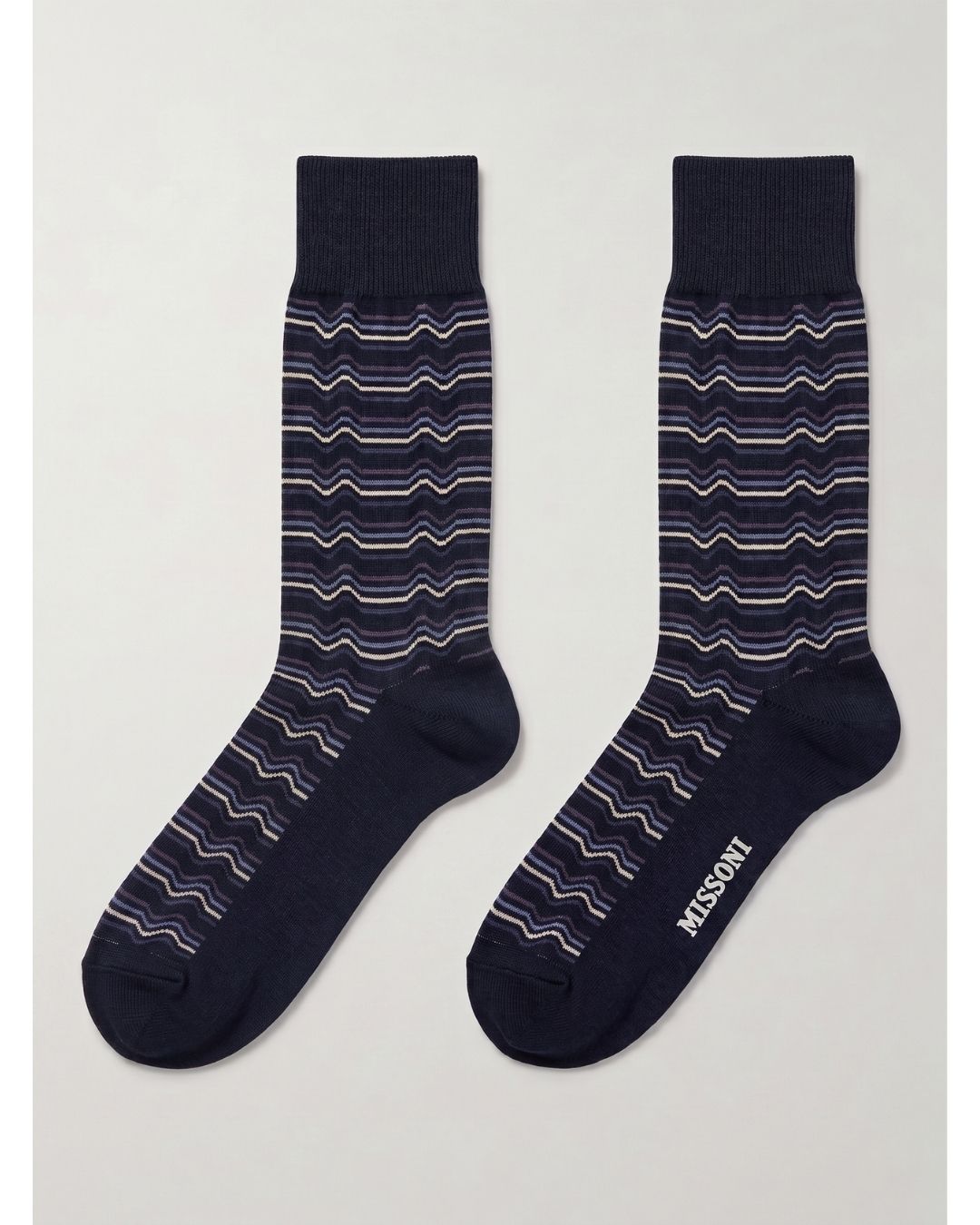 Missoni Missoni Navy Mens Wave Crew Socks-S