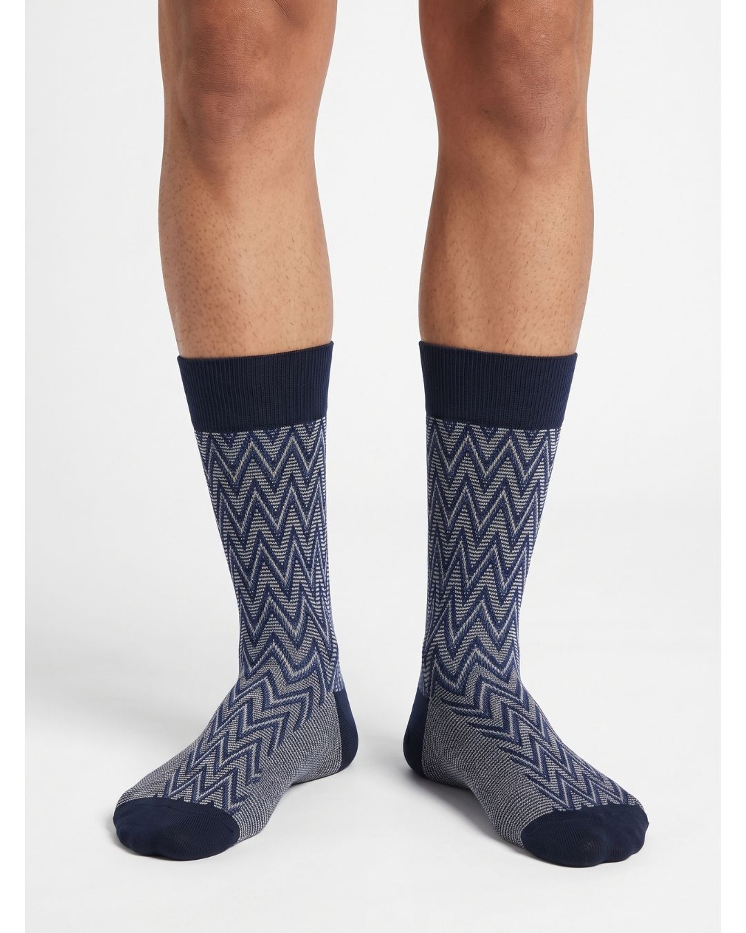 Missoni Missoni Navy Mens Classic Chevron Crew Socks-L